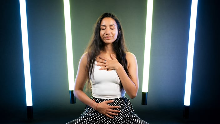 Angie breathing in a MindLabs class