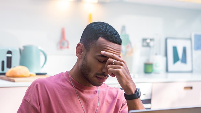 man stressed working